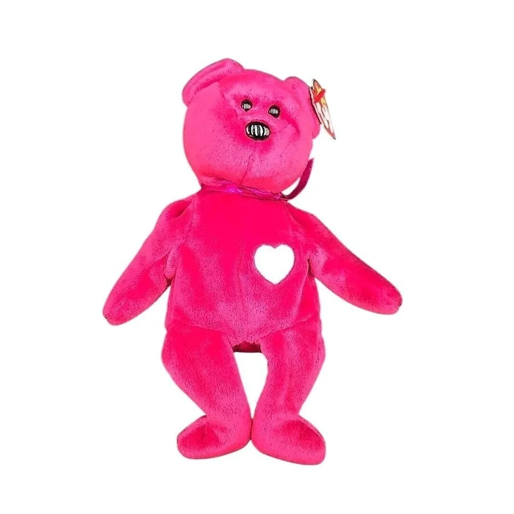 Ty Beanie Babies Bear Lot Blackie Groovy Magenta Heart 3pc Plush Set‎ Vintage